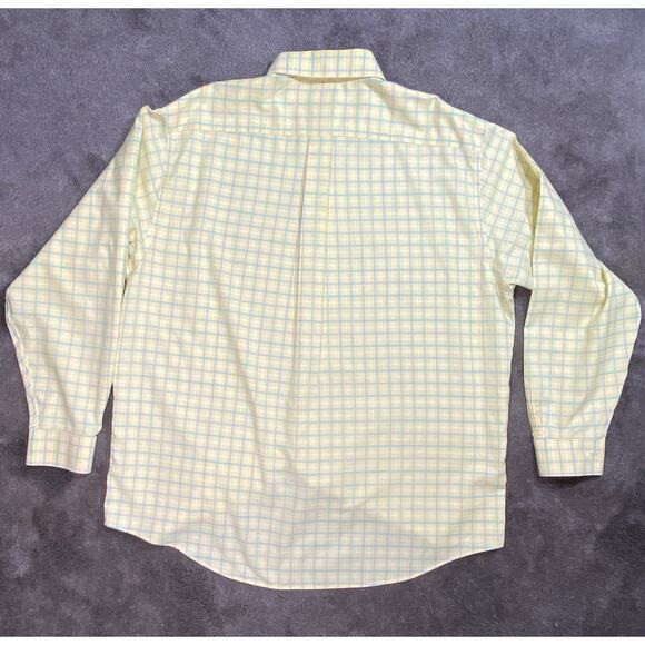Brooks Brothers 346 Men XL Yellow Torquoise Plaid 100% Cotton Button Down Shirt - Picture 3 of 11